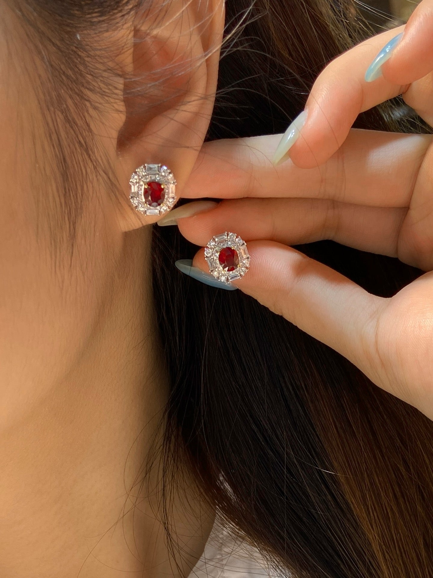 Unheated Pigeon's Blood Red Ruby Earrings - Premium Jewelry