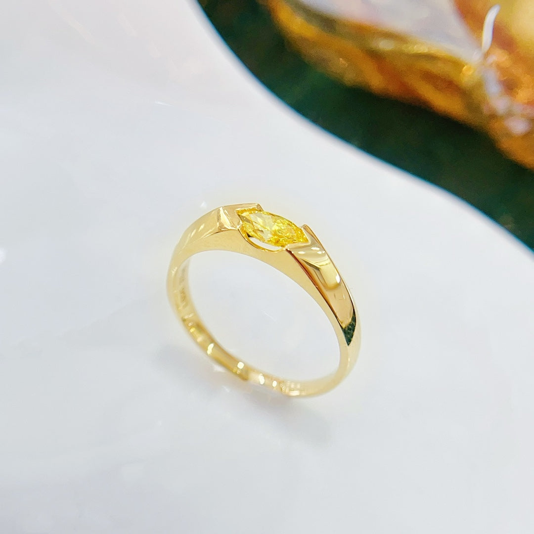 18K Yellow Gold Cultured Diamond Marquise Ring - Jewelry Delight