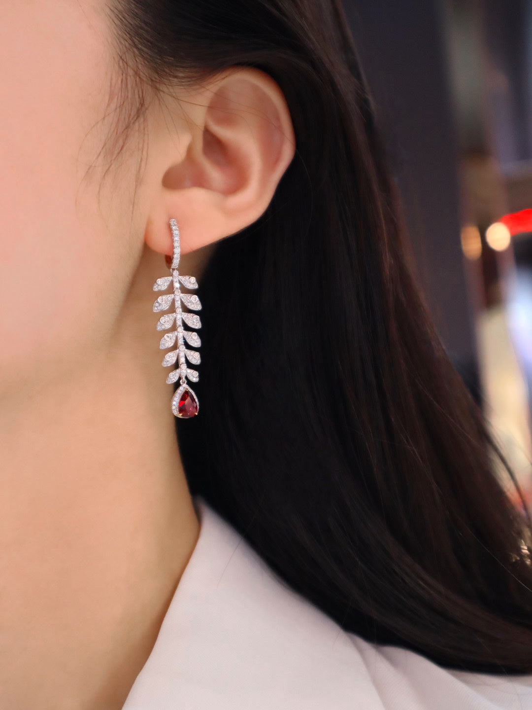 Luxurious High-End Jewelry: Exquisite Lady's Ruby and Diamond Earrings