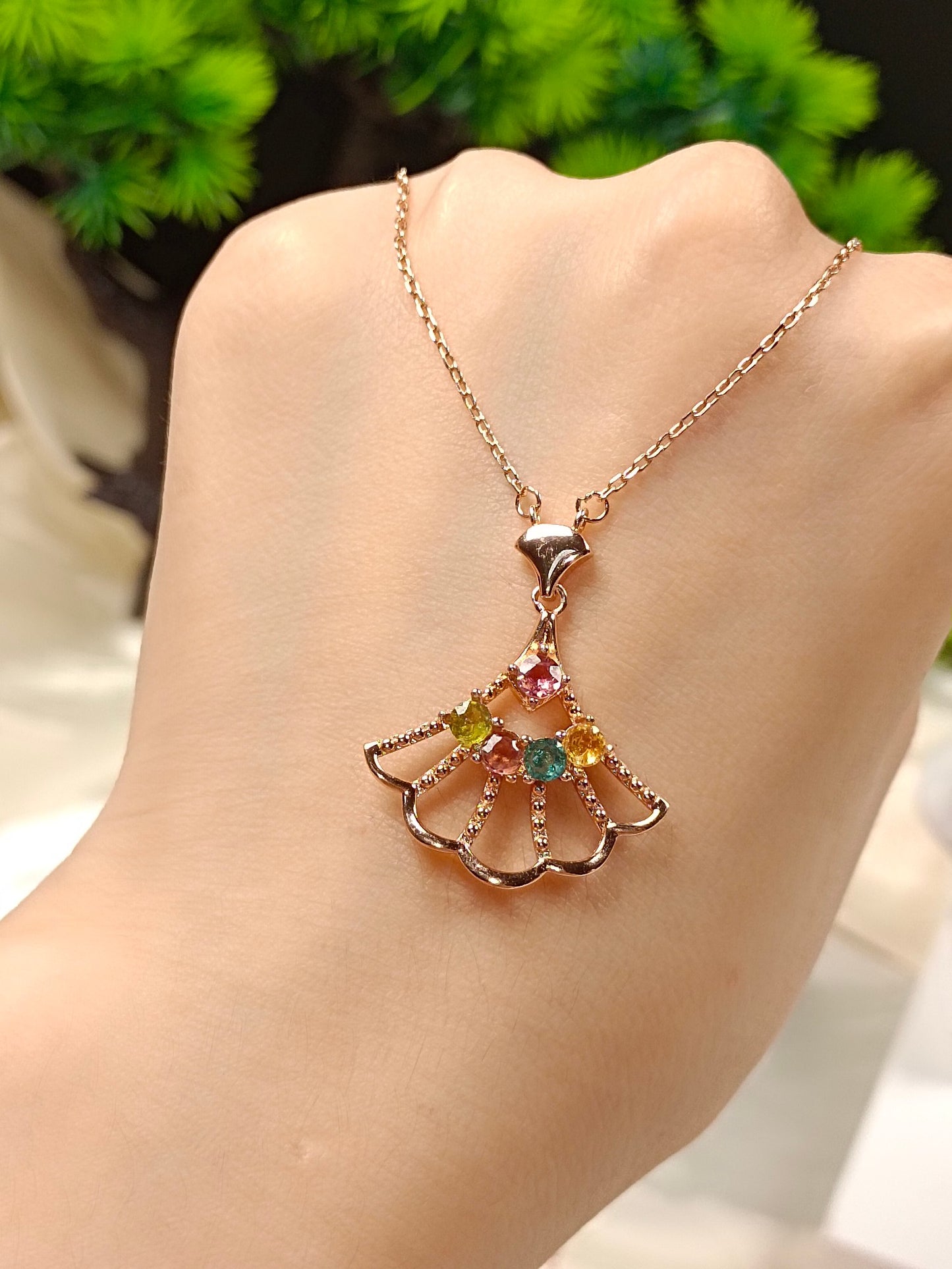 Kalung "Princess Dress" Turmalin Terbenam S925 - Pesona Cinta Musim Panas