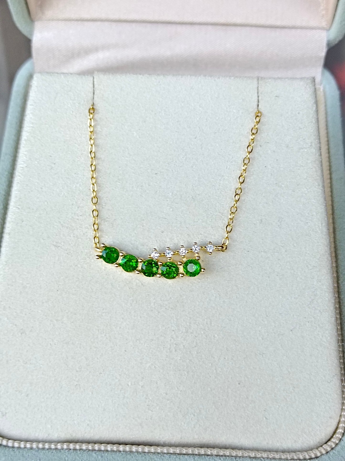 Kalung Pavé Diopside Semulajadi - Barang Kemas Terindah