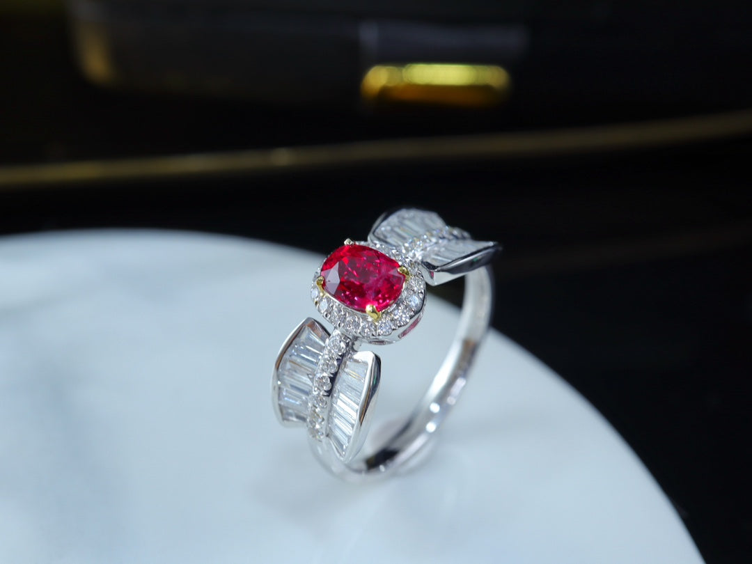 Luxurious Pigeon Blood Red Ruby Ring with Bowknot Design - Premium Jewelry