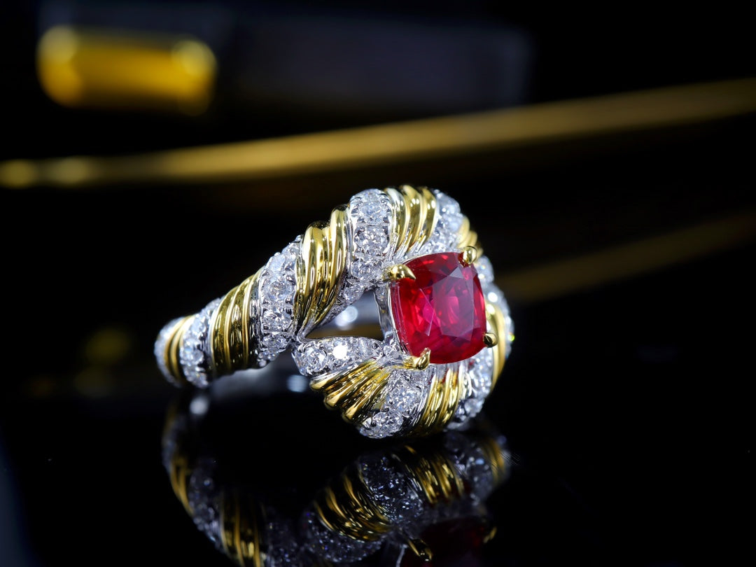 Exquise Pigeon's Blood Ruby Ring - Een modieus sieradenwonder