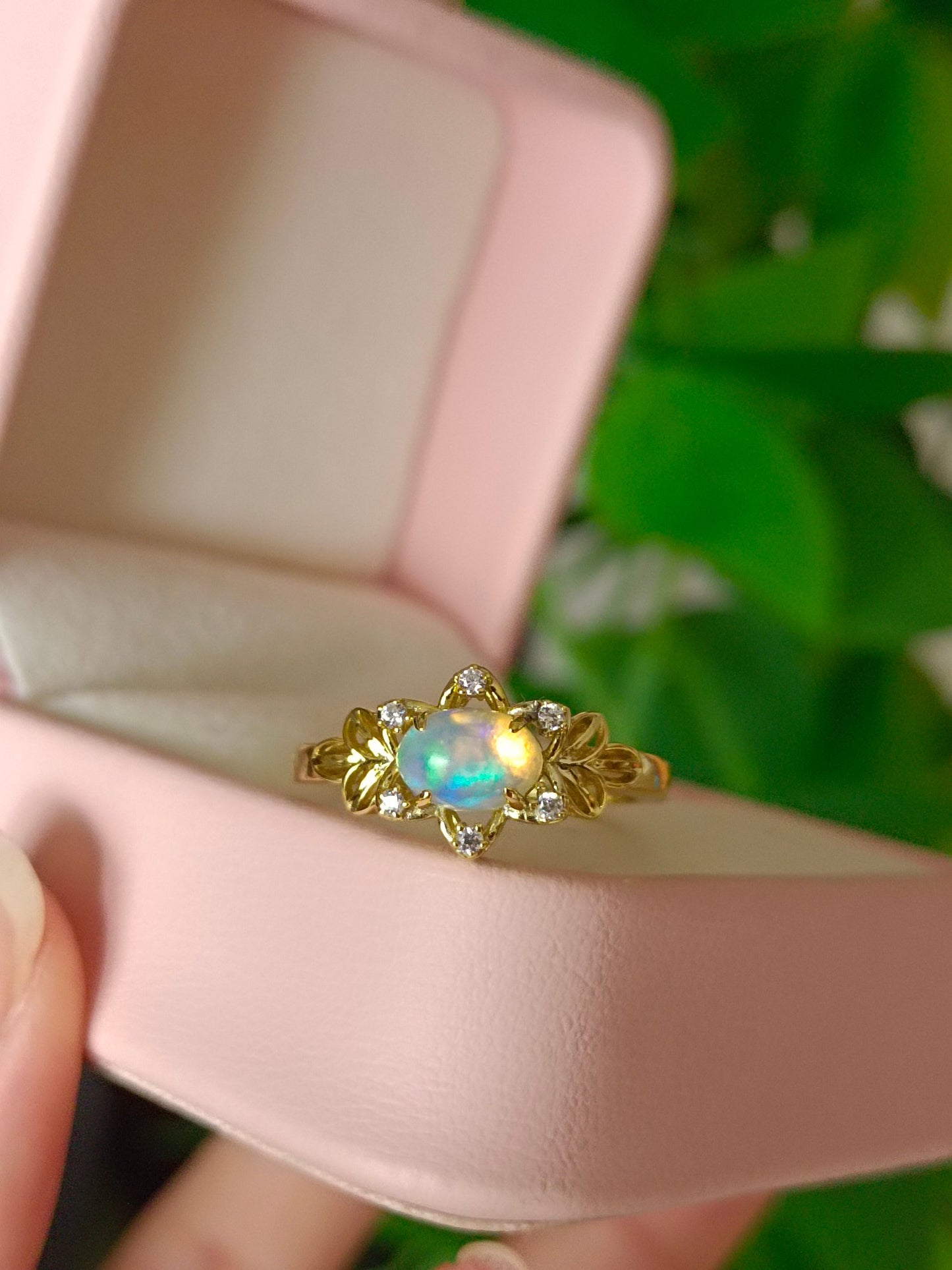 S925 Silver Opal Ring - Fang galaksen på fingertuppen