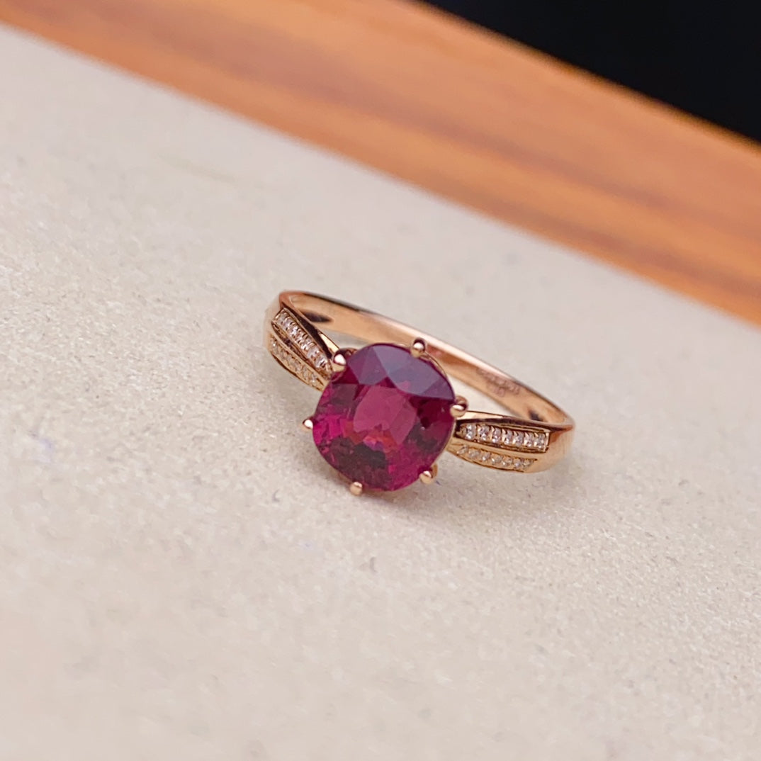 Exquisite Red Tourmaline Ring - A Jewel of Good Fortune