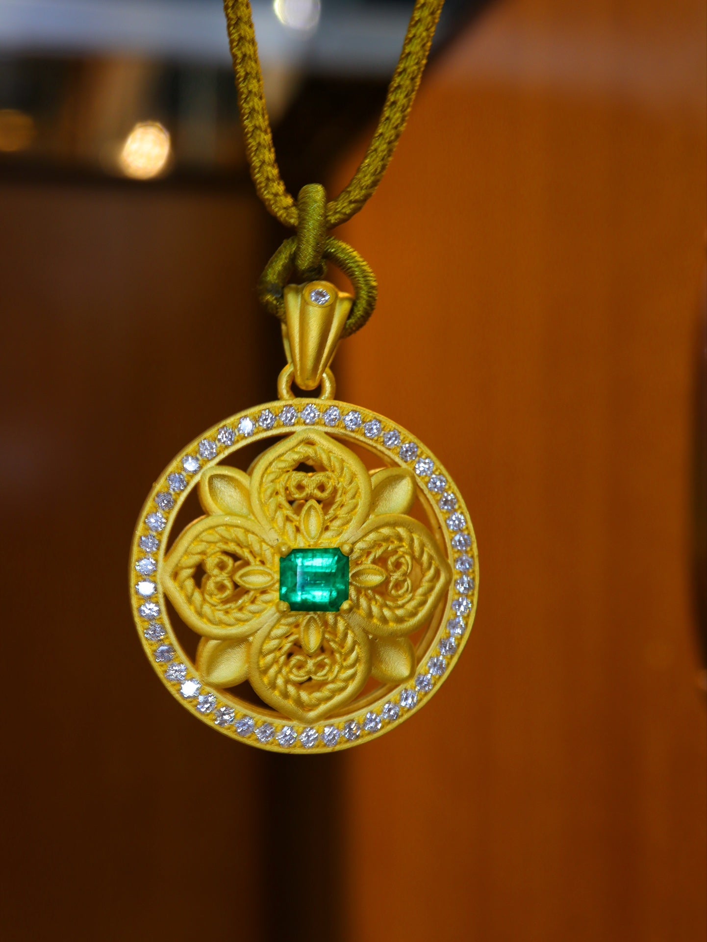 24k Gold Emerald Pendant - Fine Jewelry Collection