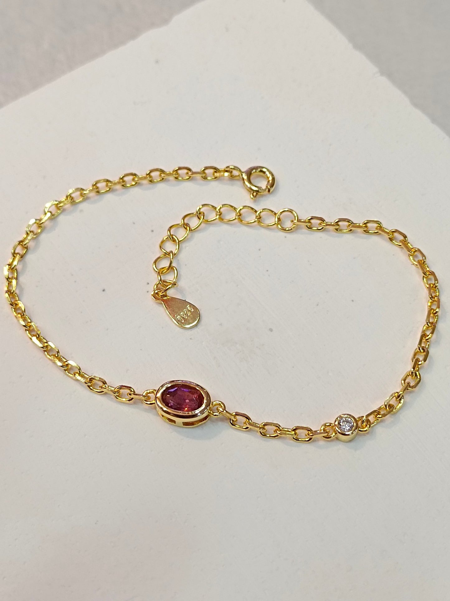 Bracciale incorporato in argento S925 con delicata tormalina rosa - Gioielleria raffinata