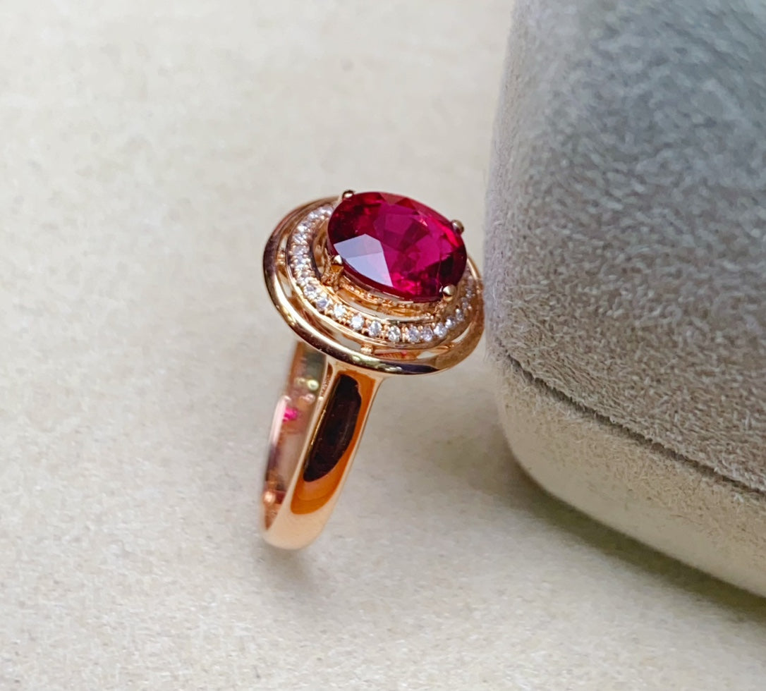 Exquisite Red Tourmaline Ring - A Symbol of Good Fortune and Vitality in Fine Jewelry