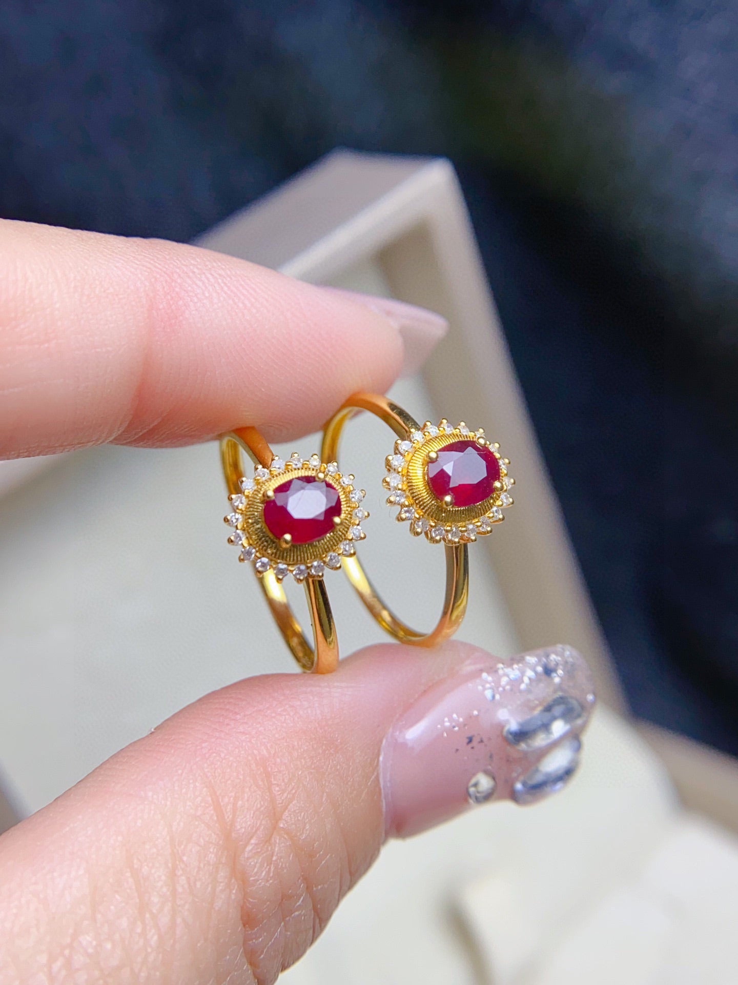 Natural Ruby Ring in 18K Gold with Diamond Accent - Exquisite Jewelry