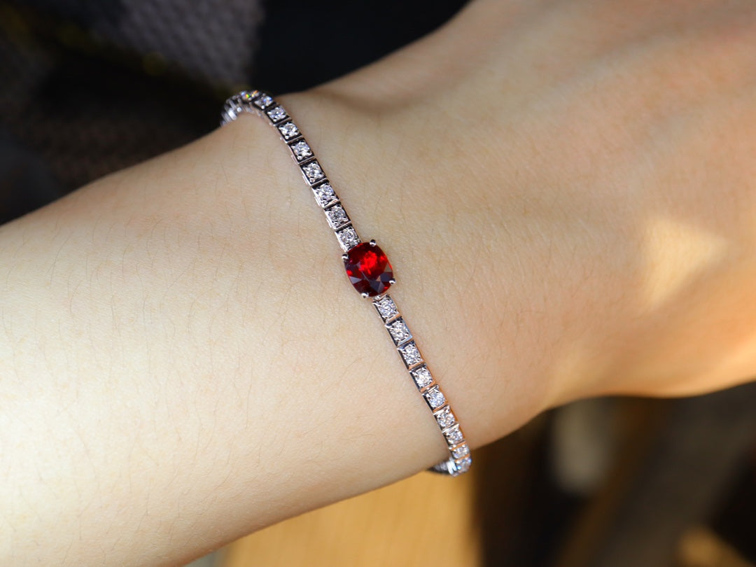 Pigeon's Blood Red Ruby Fully Diamond-Embedded Bracelet - Premium Jewelry