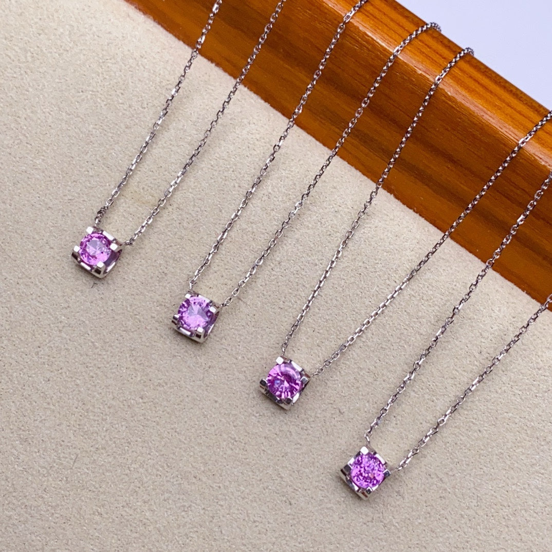 Super Girly and Romantic Cubic Zirconia Pink Sapphire Necklace Jewelry