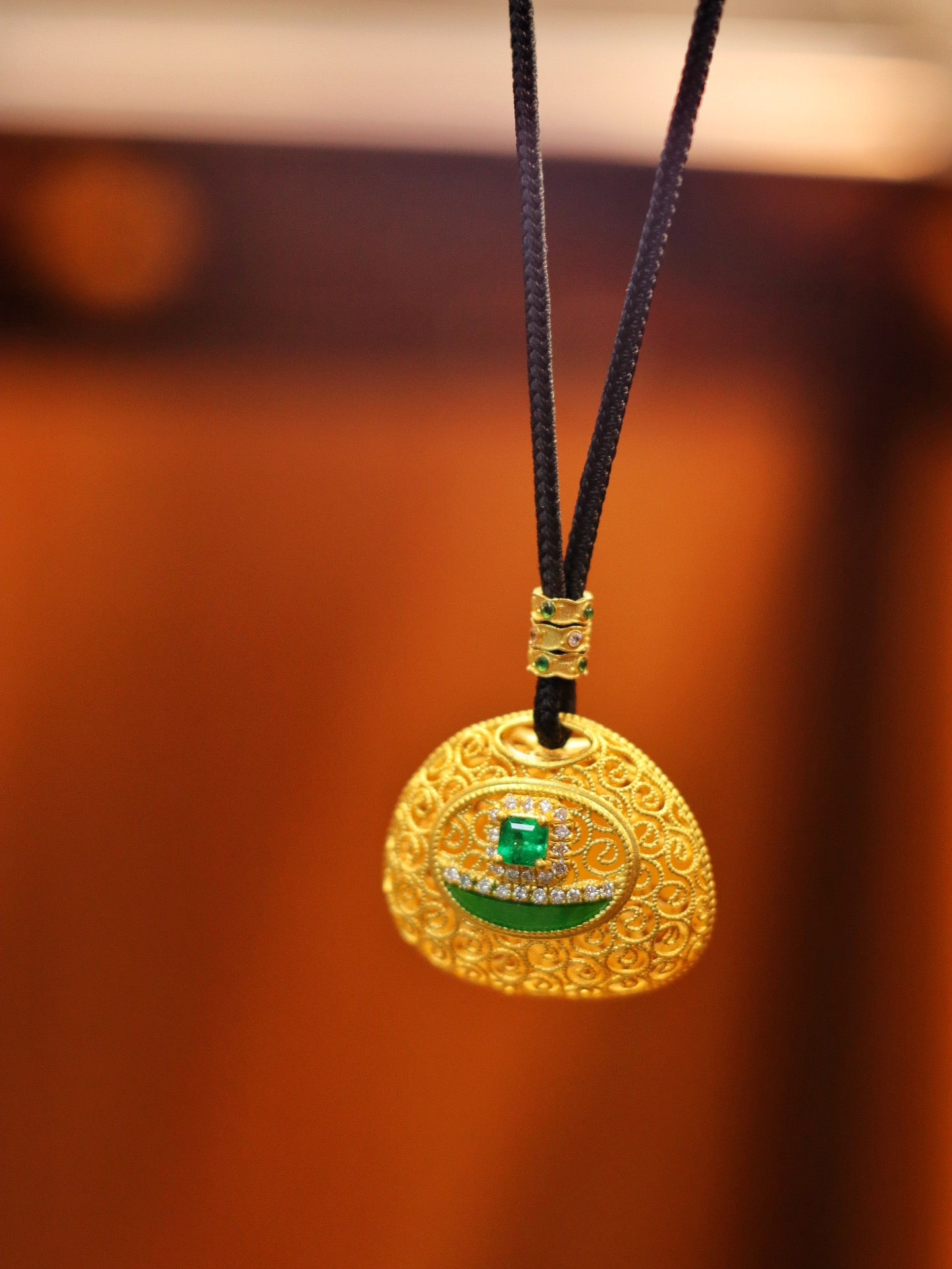 24k Gold Emerald Pendant - Premium Jewelry Collection