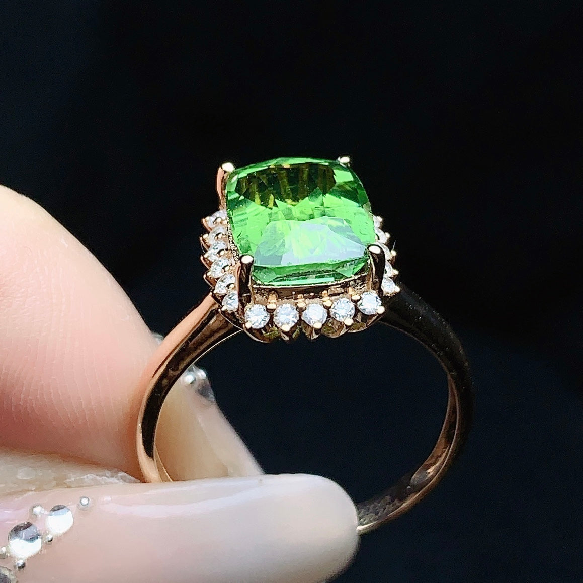 Natural Tourmaline Ring in 18K Gold with Diamond Accents - A Unique Jewelry Piece