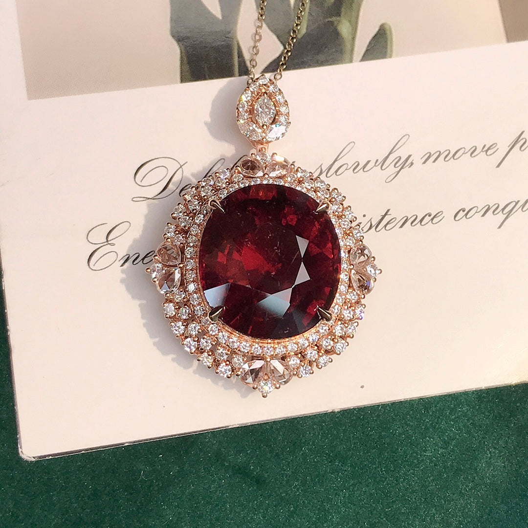 Exquisite Collector's Grade Large Carat Bixbite Pendant - Luxury Jewelry