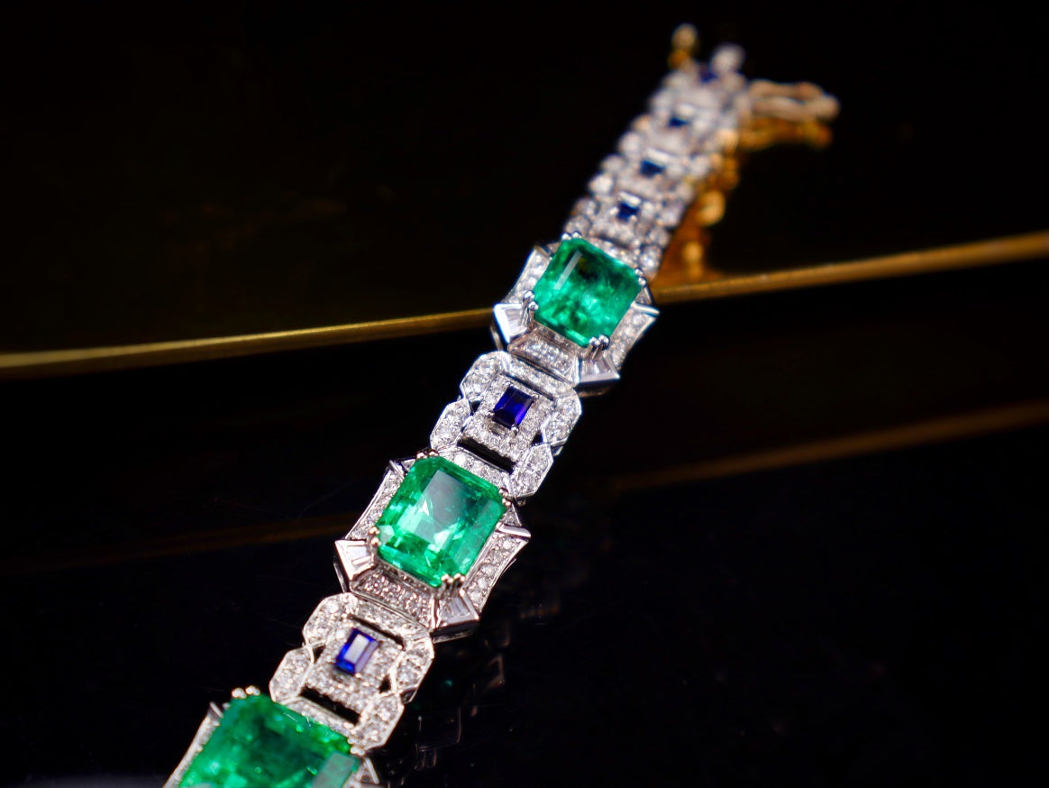 Emerald and Sapphire Diamond Bracelet - Timeless Elegance in Jewelry