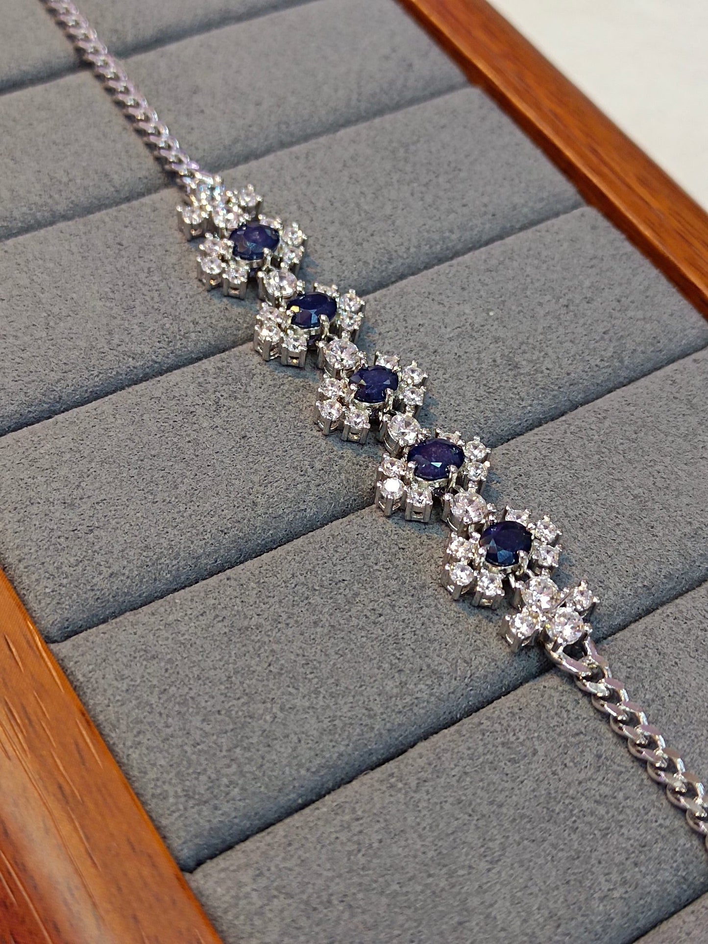 Exquisite S925 Silver Sapphire Jewelry Bracelet