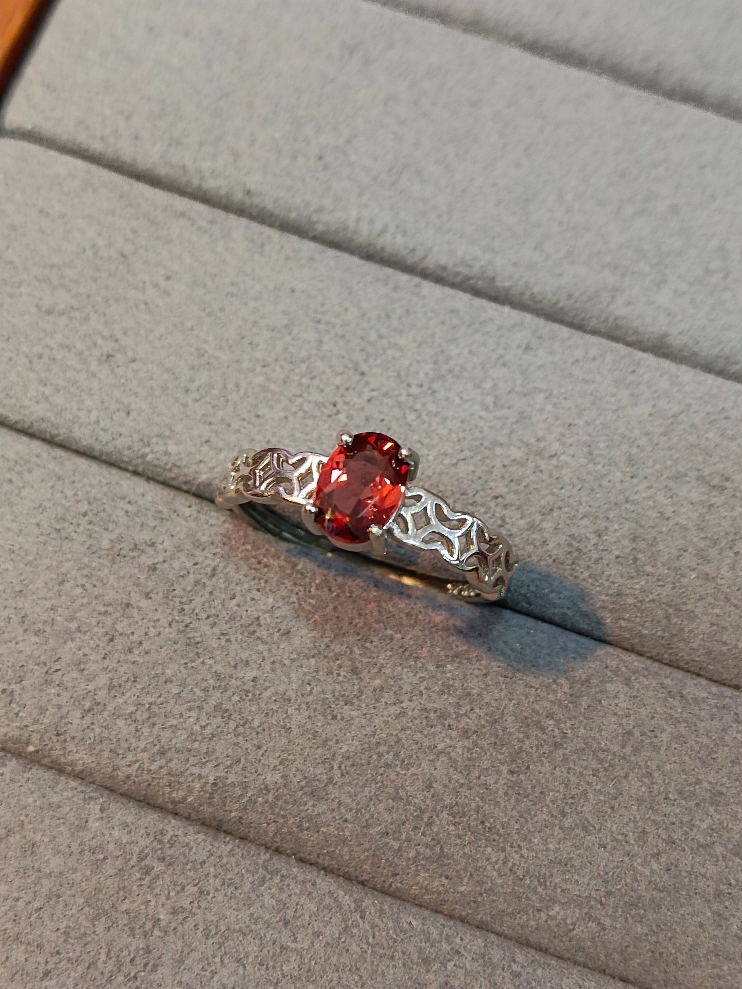 Sterling Silver Garnet Embedded Ring - Elegant Jewelry Piece