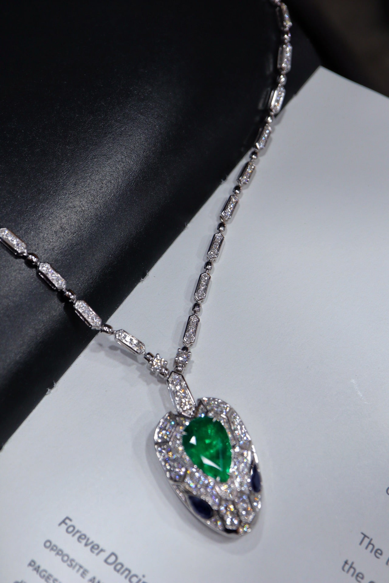 Serpentine Elegance: Emerald Diamond Necklace Jewelry