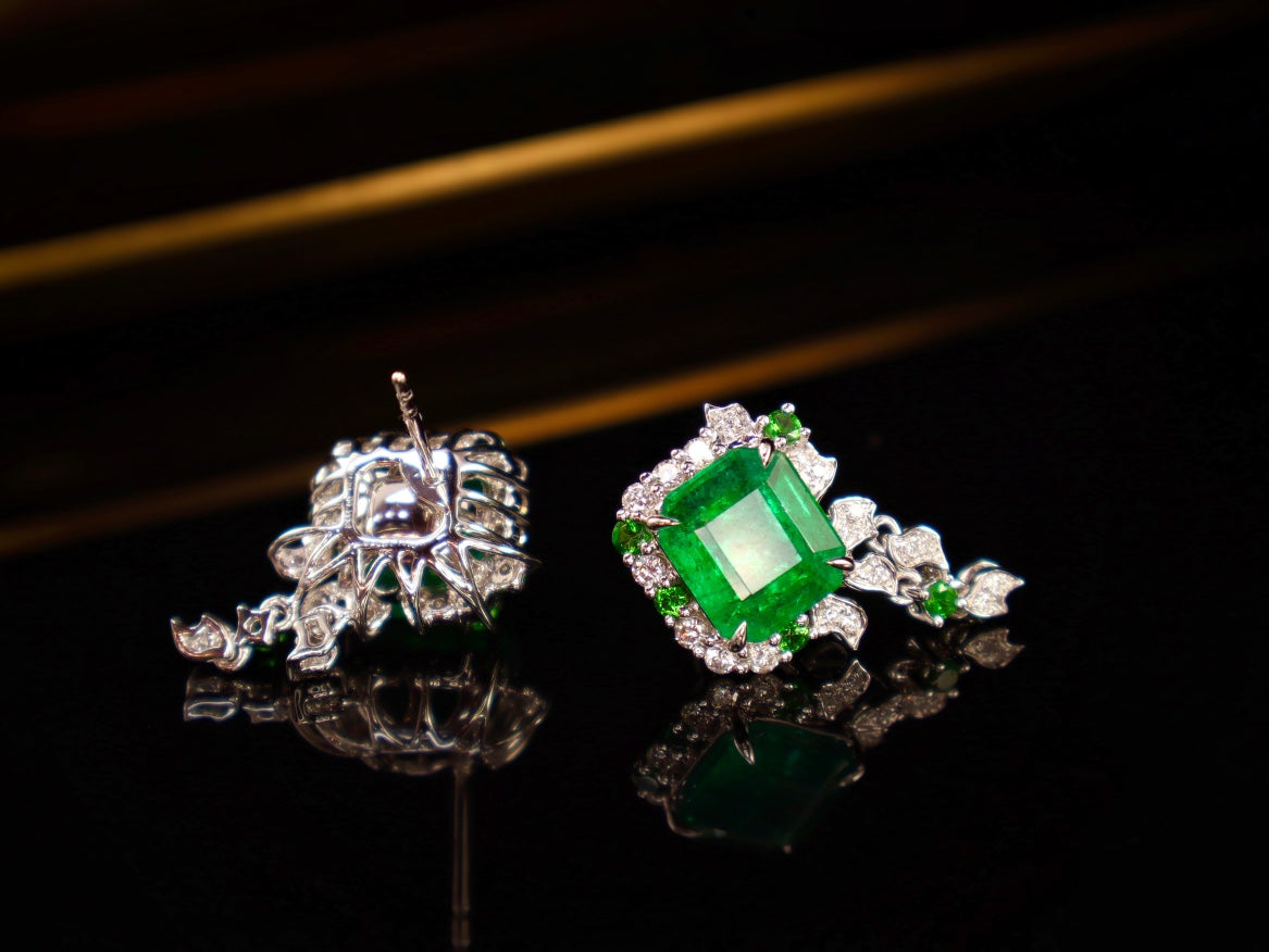 Emerald Earrings - 4.37ct Designer Piece with GILD Certification