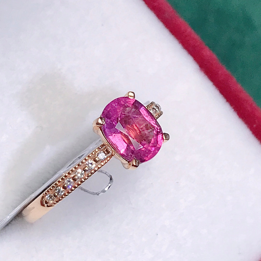 Natural Tourmaline Ring with 18K and Diamond Accents - Jewelry for Elegance