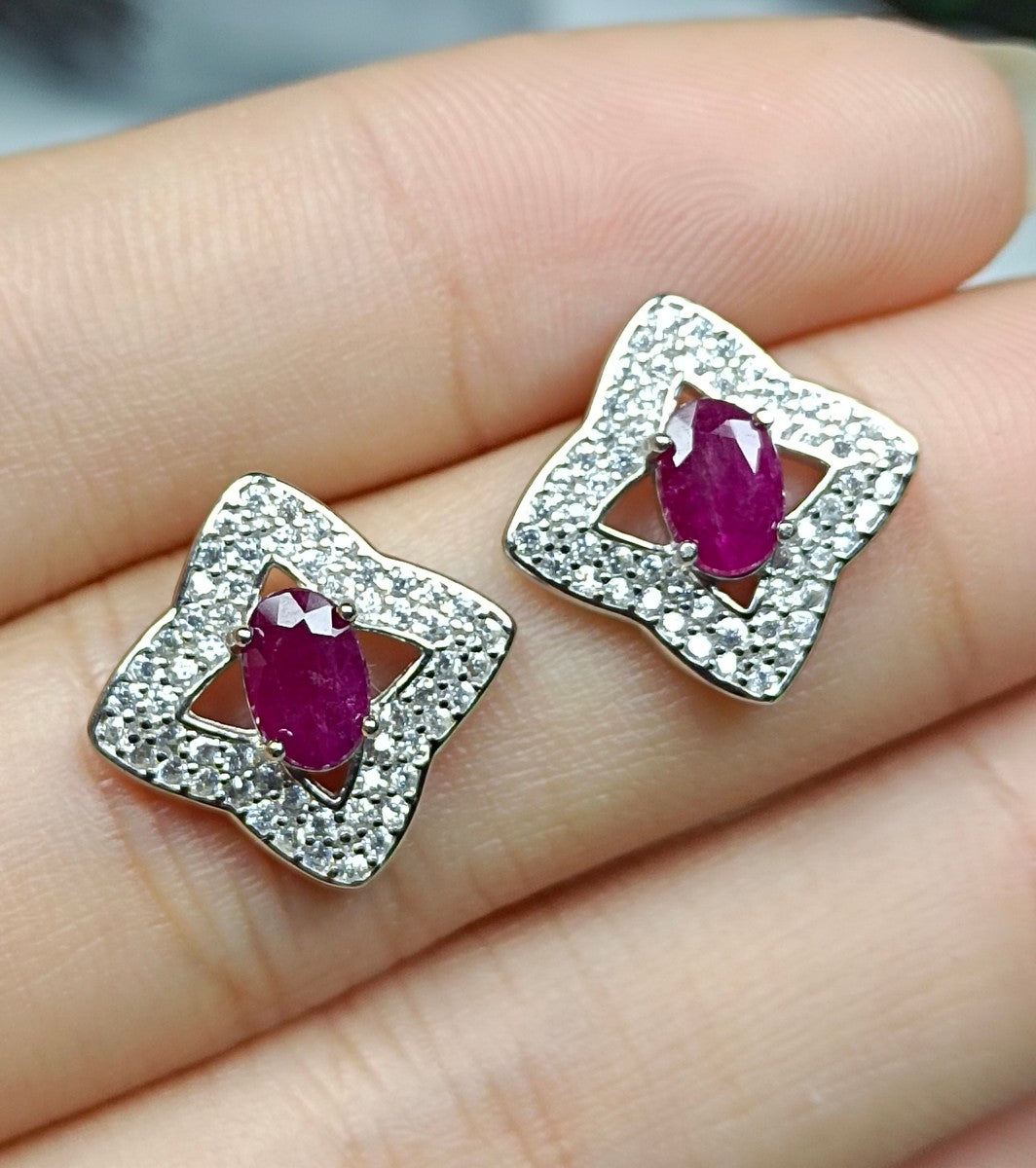 Elegant S925 Silver Ruby Embedded Earrings - Jewelry for Every Occasion