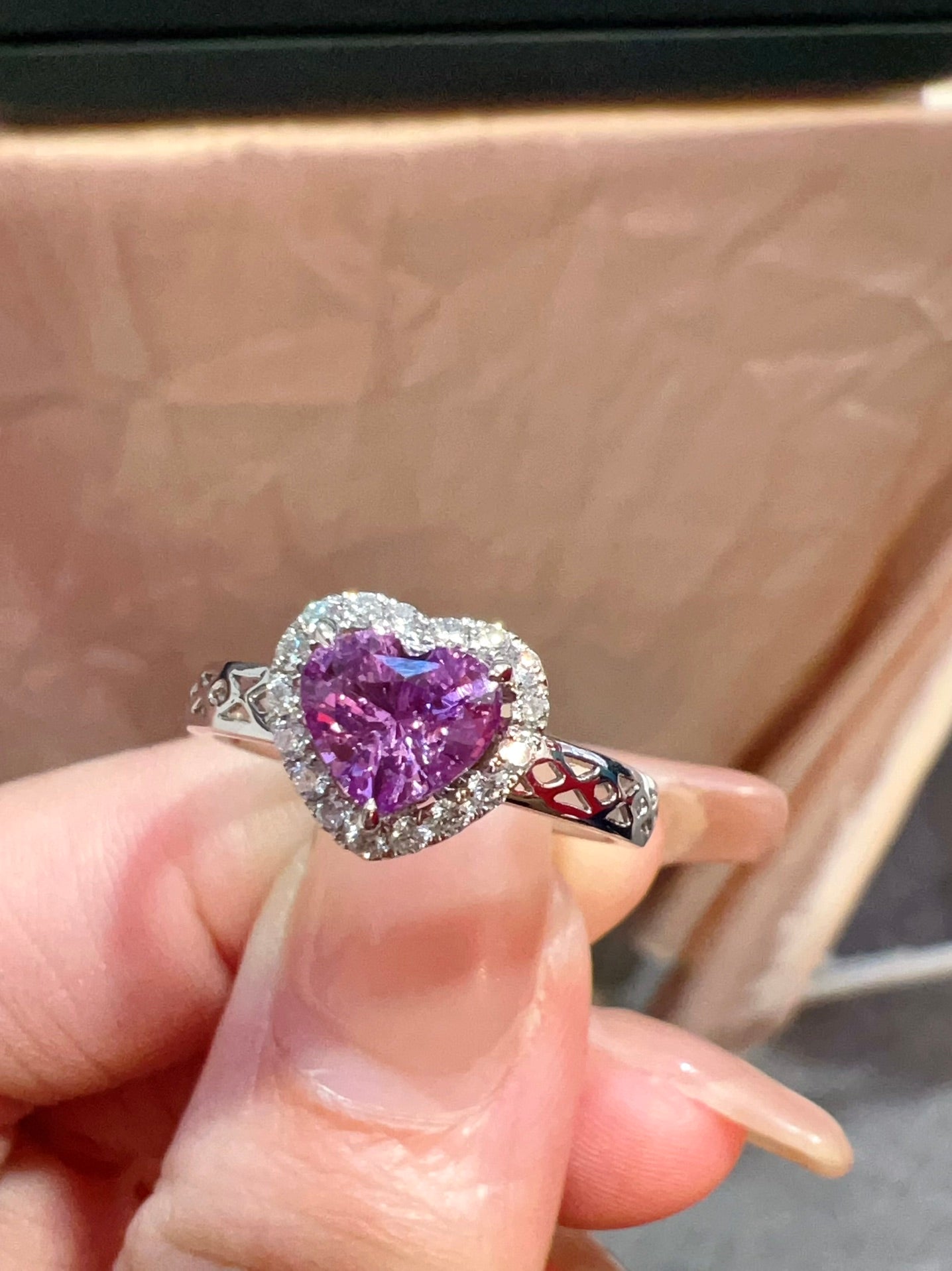 Rare Heart-Shaped Cut Jewelry: Unheated Violet Blue Sapphire Ring