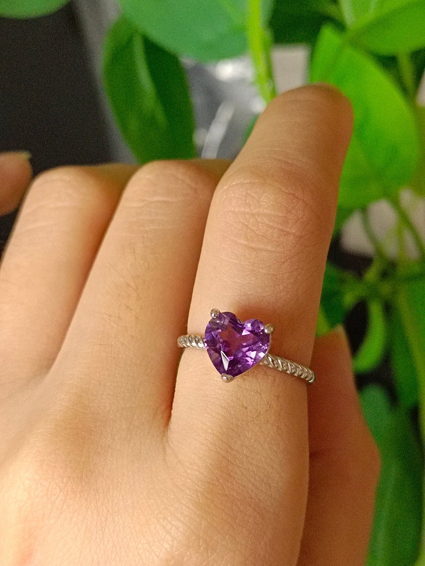 Mystic Purple Heart Ring - Natural Amethyst Jewelry