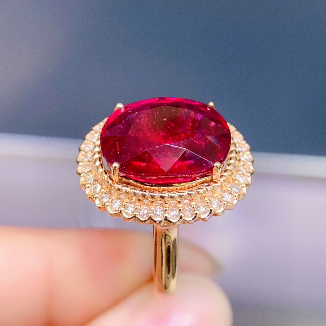 Jewelry Enchantment: Rainbow-like Tourmaline with 18K Gold and Diamonds