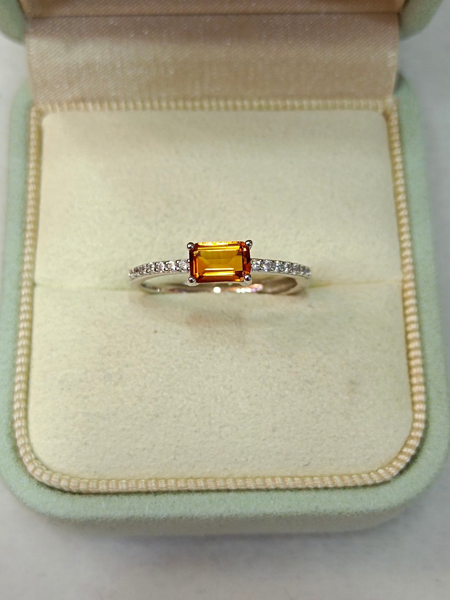 S925 Silver Exquisite Inlay Premium Caramel Citrine Ring - Sweet Little Sugar Cube Jewelry