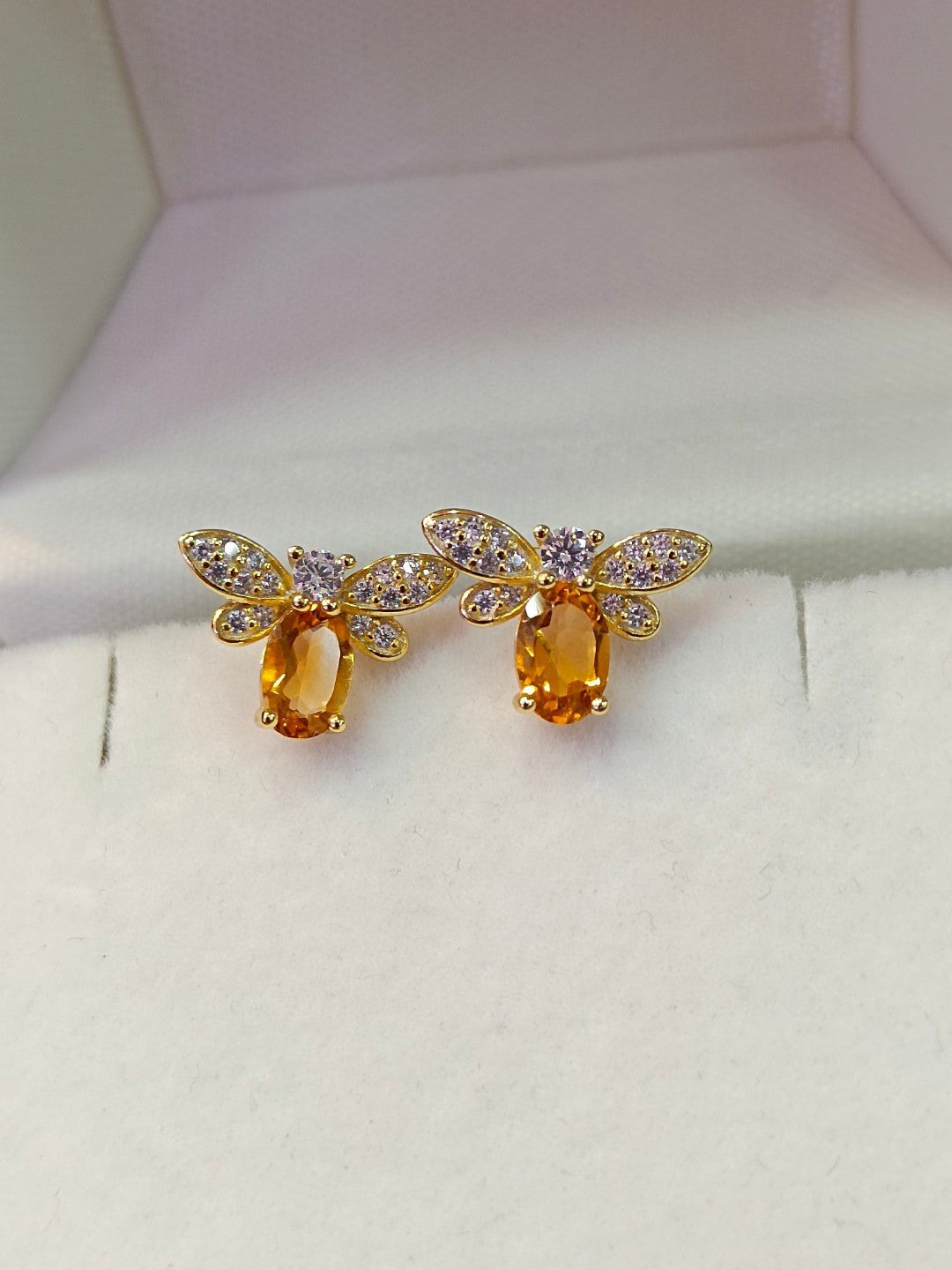 Vibrant Yellow Crystal Bee Stud Earrings - Unique Jewelry