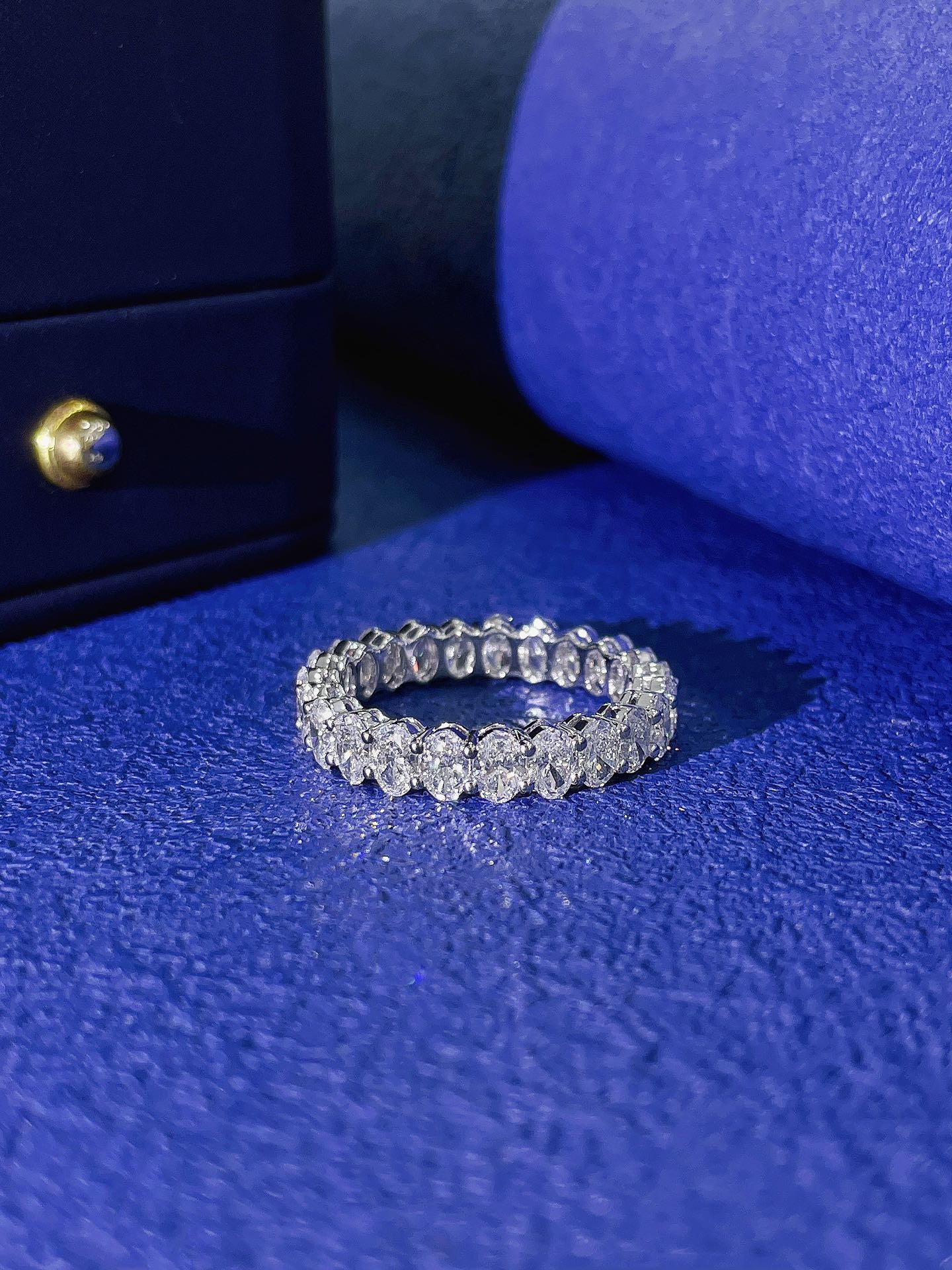 18K Cultured Elliptical Diamond Full Eternity Ring