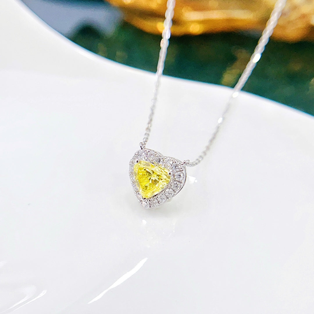 18K Cultured Yellow Diamond Heart-Shaped Pendant Necklace