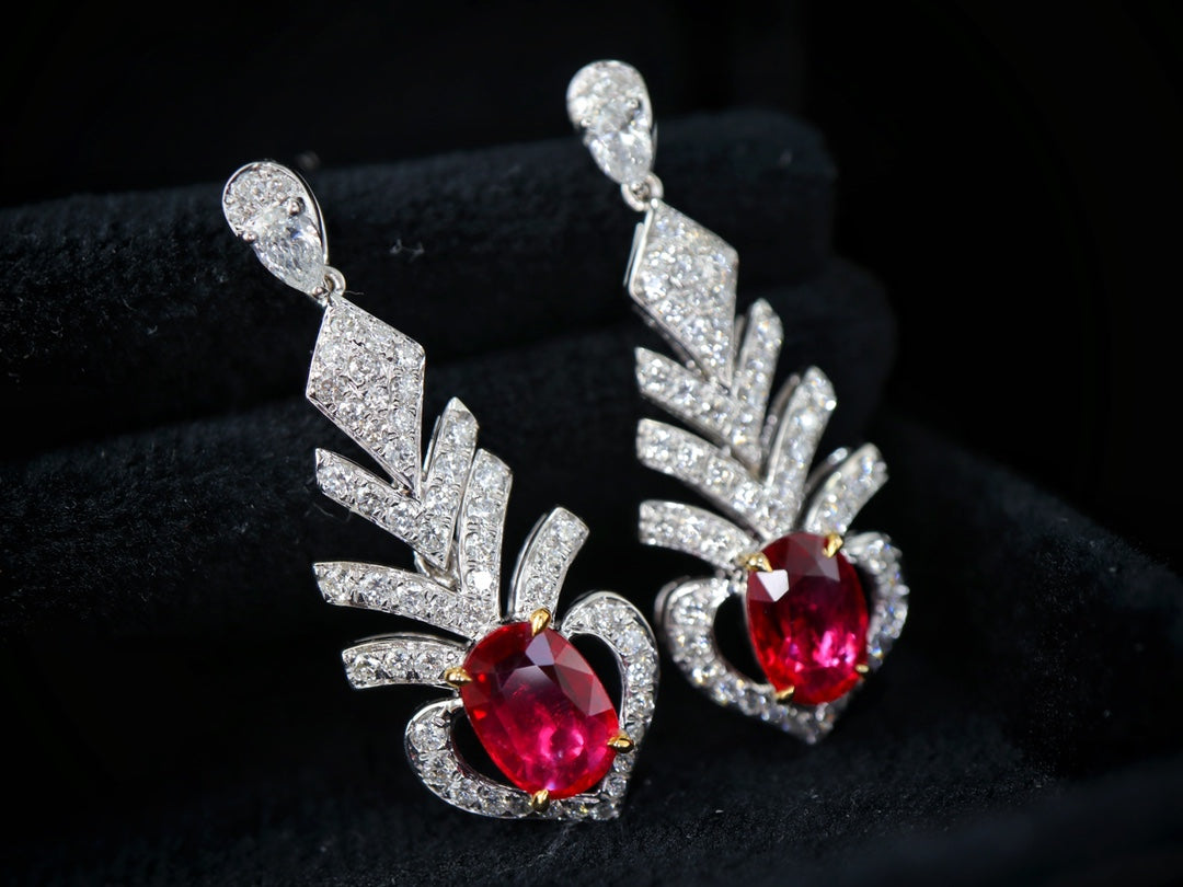 Exquisite Pigeon Blood Red Ruby Earrings - A Jewelry Treasure