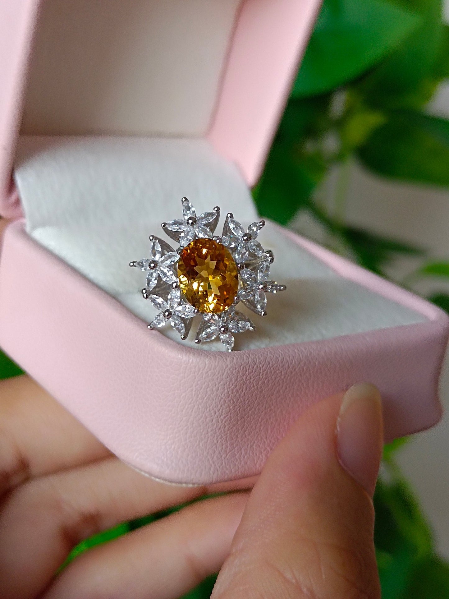 Cincin Citrine Kuning Asli yang Mewah - Barang Kemas Terindah