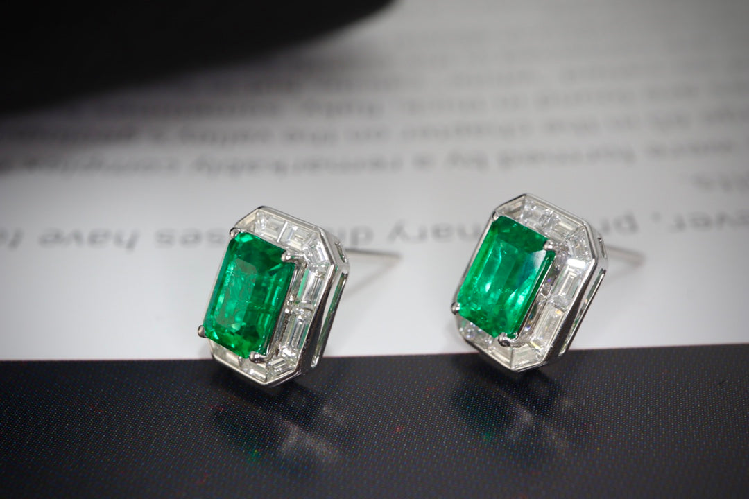 Electrifying Emerald Elegance: Zambian Emerald Stud Earrings