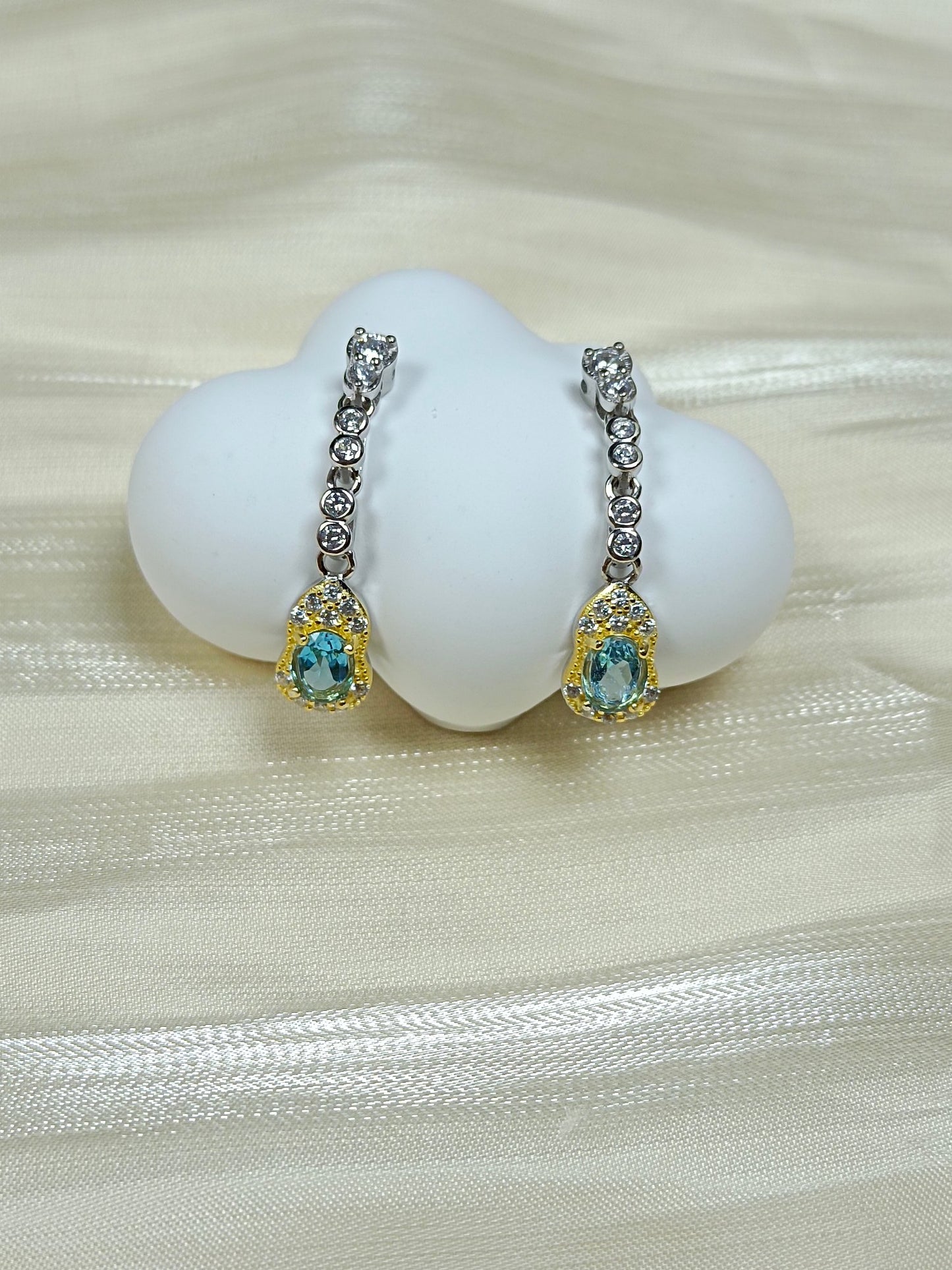 S925 Silver Embedded Topaz Gourd Earrings - Luxury Minimalist Design Long Earrings with Elegance