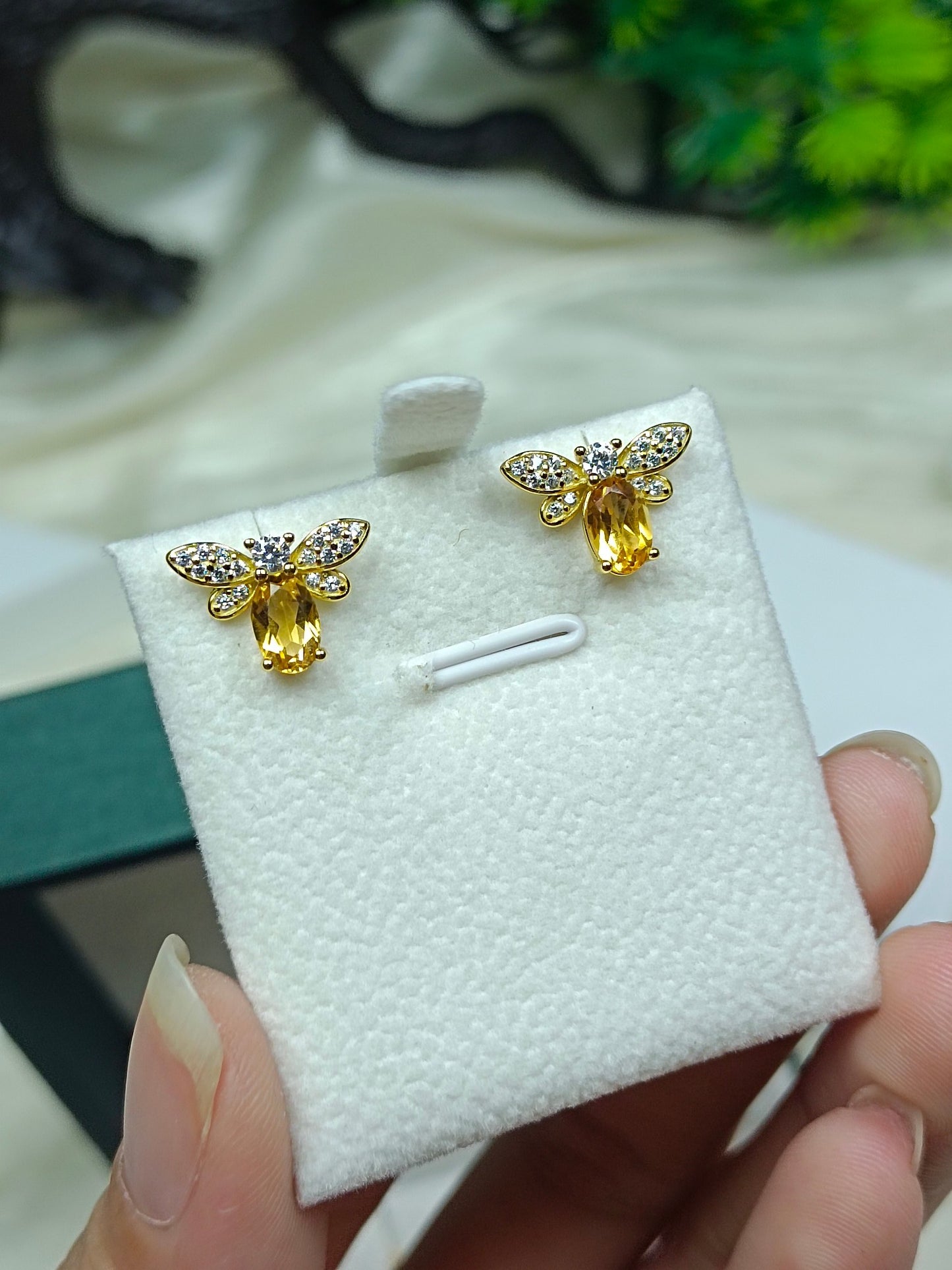 S925 Silver Exquisite Yellow Crystal Bee Set Jewelry