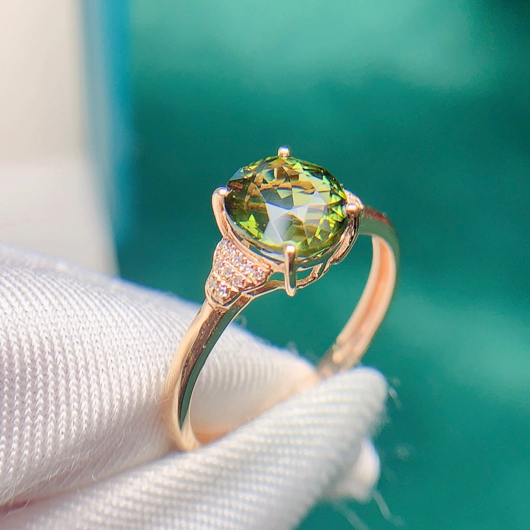 Natural Tourmaline Ring with 18k Gold and Diamond Accents - Jewelry Delight