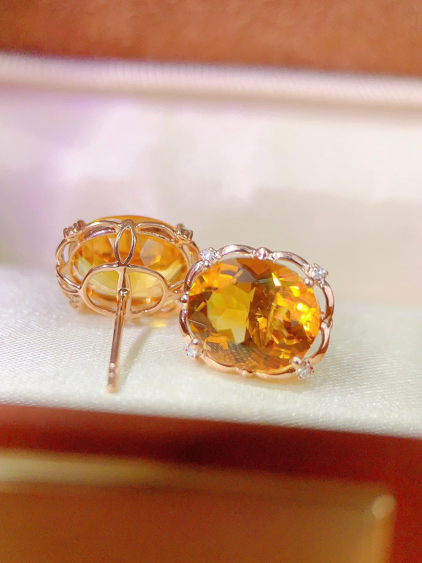 New Arrival: Sunstone of Prosperity - Yellow Citrine Earrings in 18k Gold with Diamond Accents