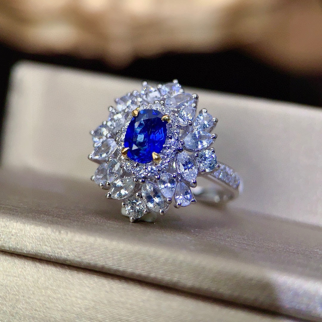 Luxury Sapphire Ring with Diamond Accents - High-End Jewelry