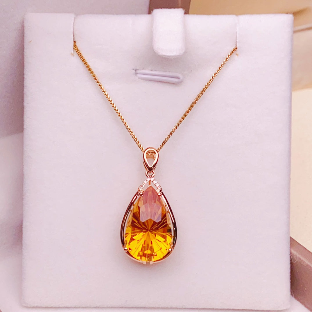 Charme Radiant Sunlight - Bijoux pendentif citrine jaune