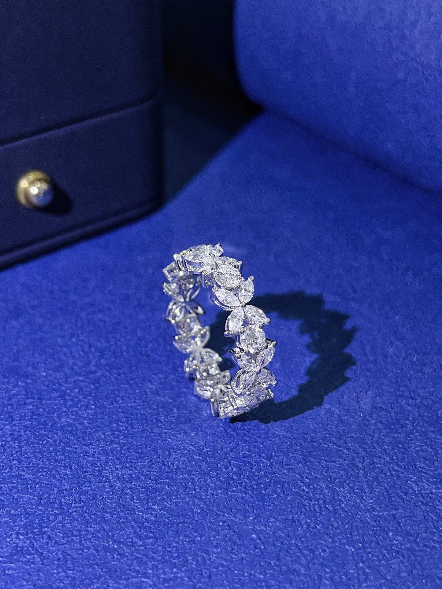 9K Diamond Cultured Marquise Four-Leaf Clover Full Pavé Ring | Premium Jewelry