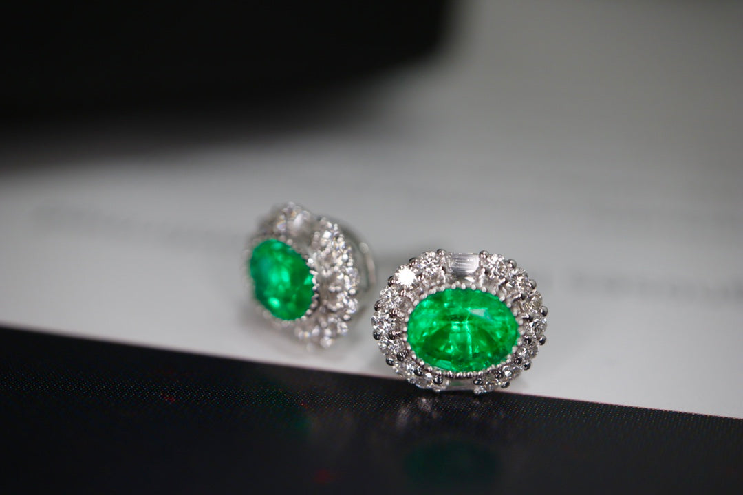 Panjshir Emerald Diamond Earrings - Elegant Daily Wear Jewelry