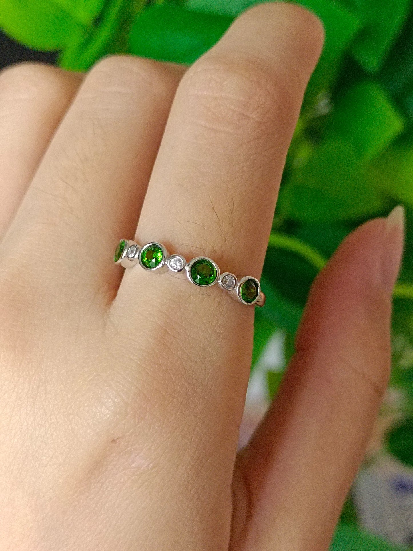 Natural Diopside Bubble Ring - Exquisite Jewelry Piece