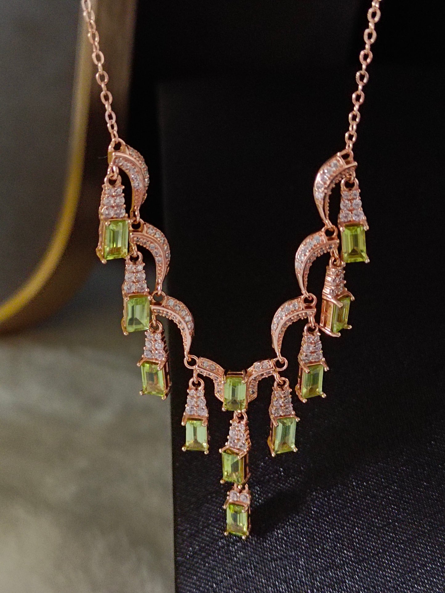 Exquisite Olive Stone Tassel Necklace - A Jewelry Delight