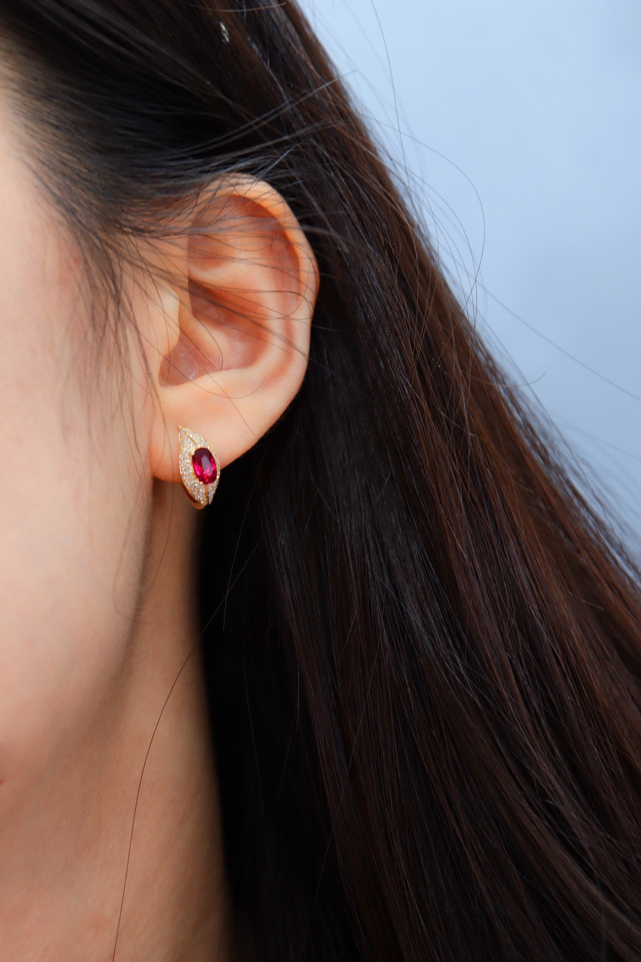 Pigeon's Blood Red Ruby Leaf Earrings - Premium Jewelry