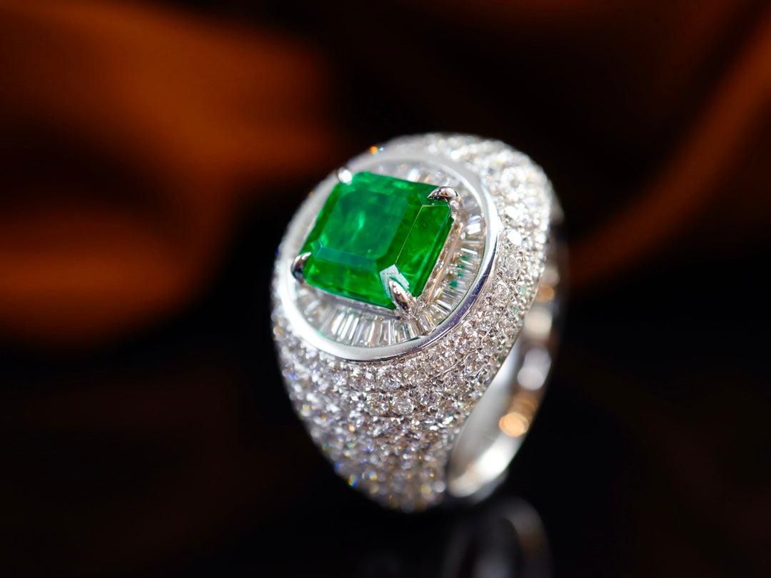 Panjshir Emerald Ring - Top-Grade Watton Green Jewelry