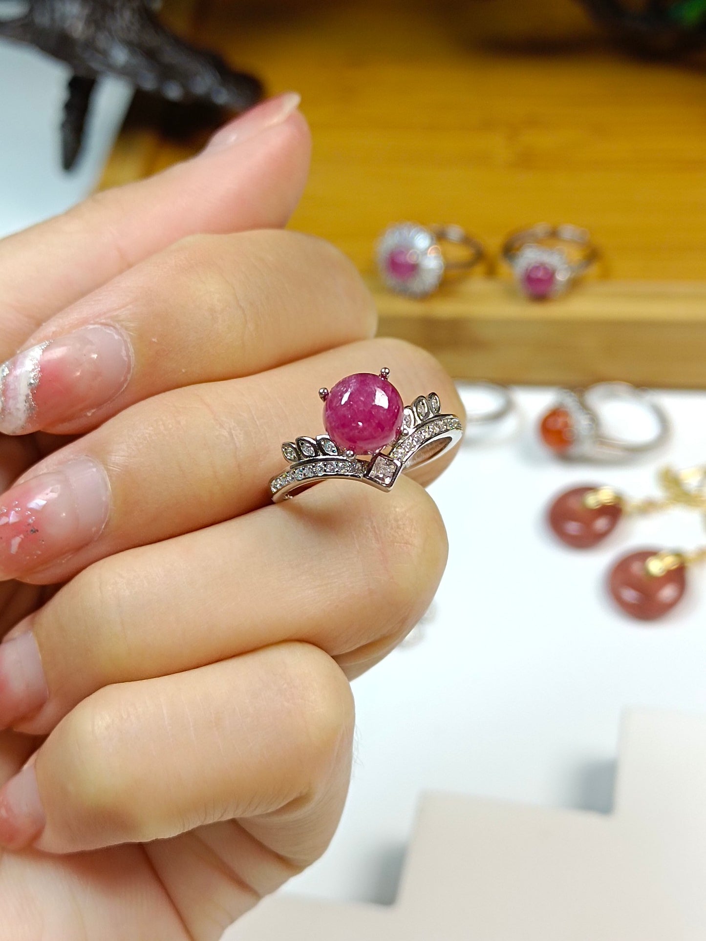 Elegant S925 Silver Ruby Ring - Unheated & Unenhanced Gemstone Jewelry