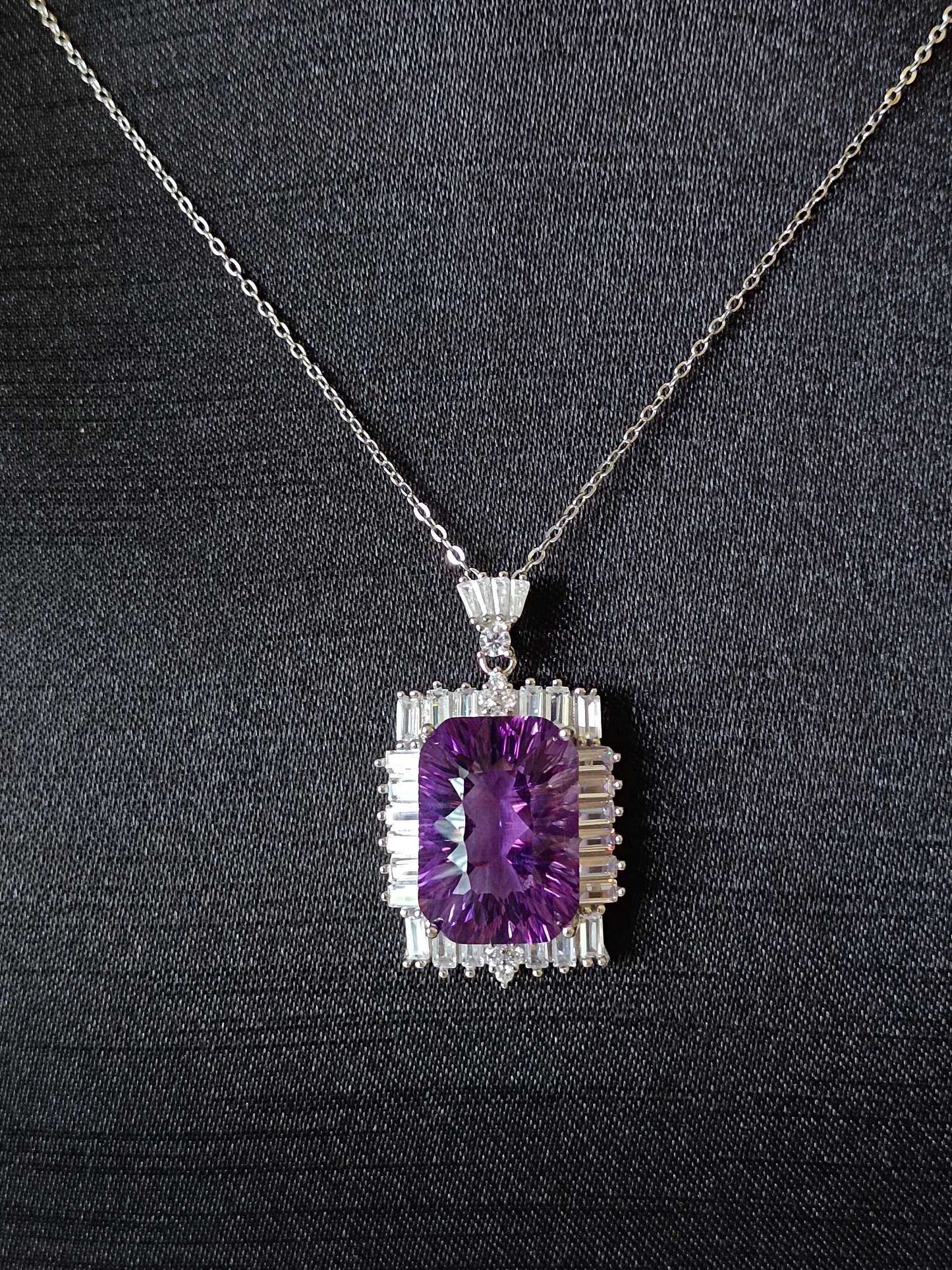 Luxurious Natural Purple Amethyst Square Pendant - Fine Jewelry