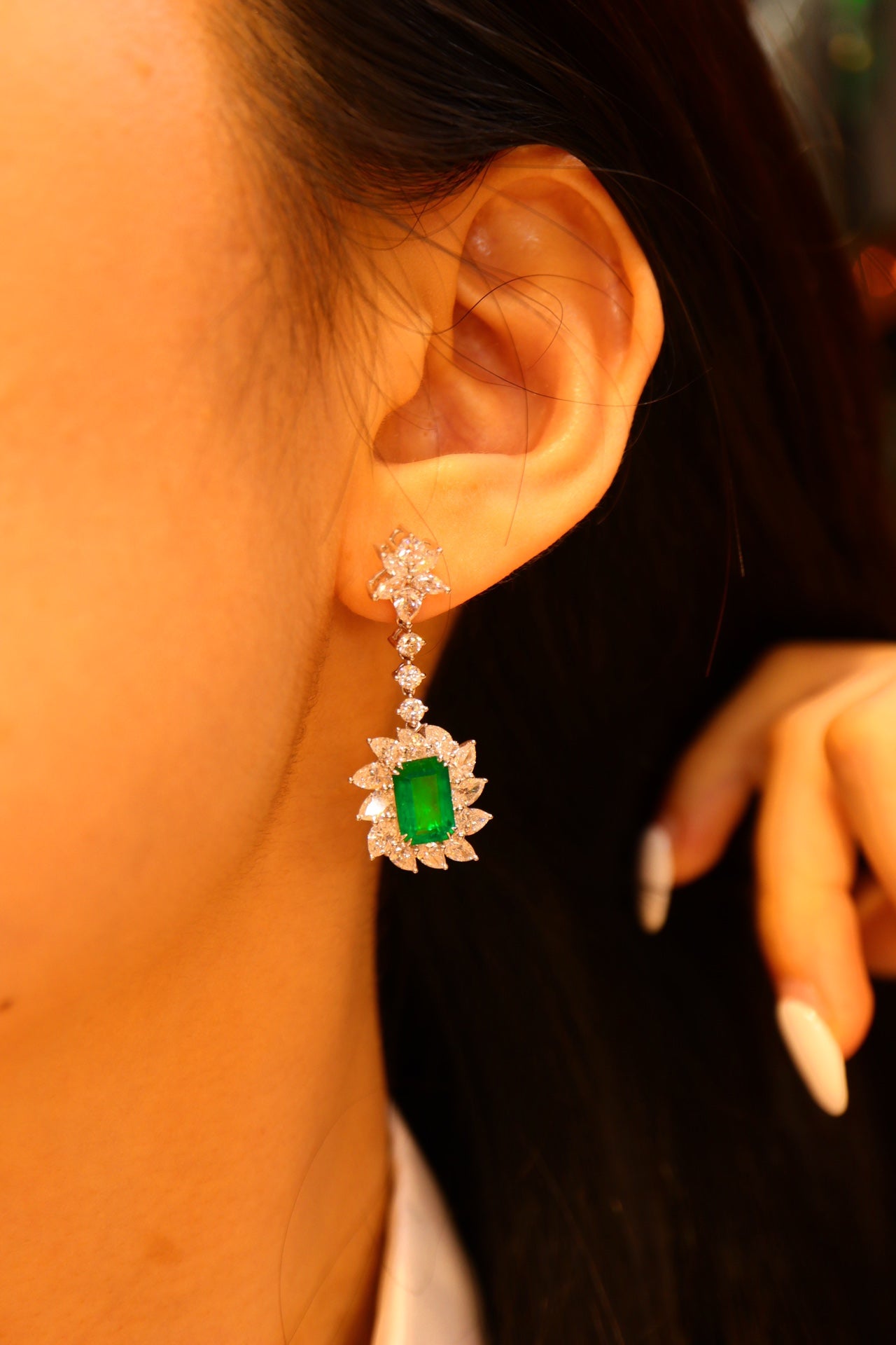 Majestic Lady Style Jewelry: Zambian Emerald Earrings with Top-Grade Walton Green